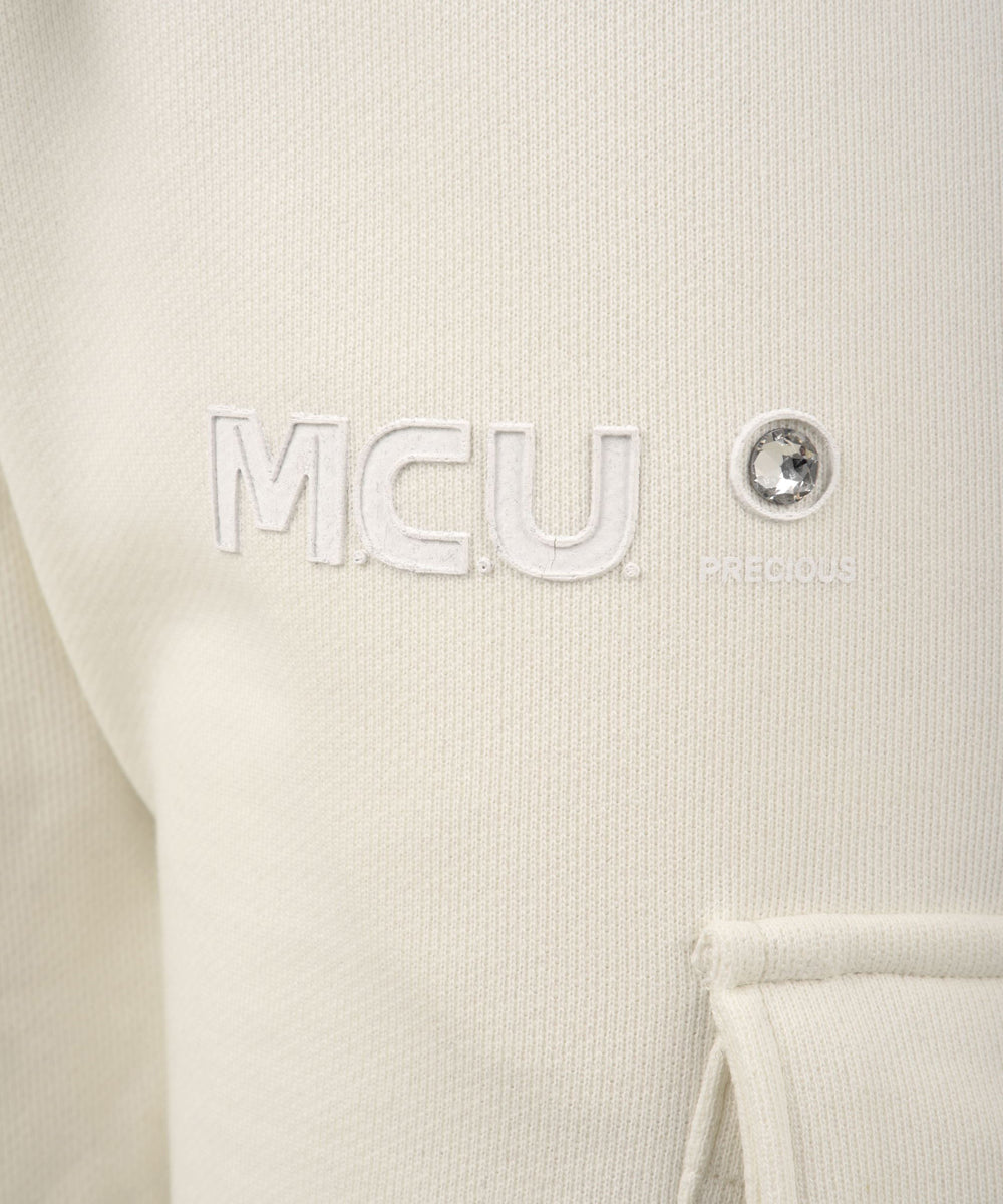 Pantalone Tuta Donna con cristalli Swarovski bianco, MCU, logo