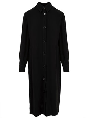 Robe longue noire pour femme avec fermeture boutonnée