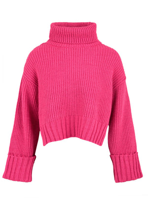 Maglia Donna risvolti al polso rosa