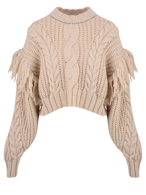 Maglione Donna con frange beige