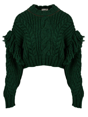 Maglione Donna con frange verde