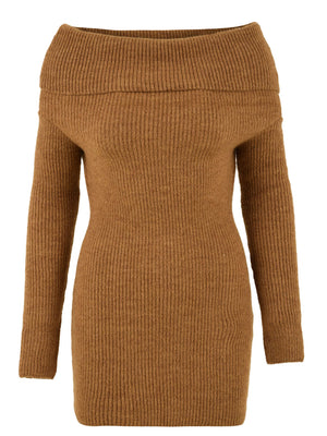 Abito corto in maglia con scollo Shiffer da donna beige