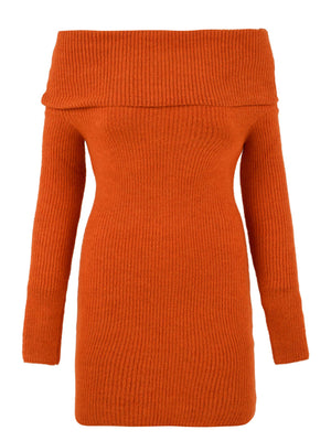 Abito corto in maglia con scollo Shiffer da donna arancione