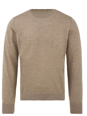 Maglione Uomo beige con orli a costine