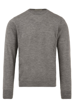 Maglione Uomo grigio con orli a costine