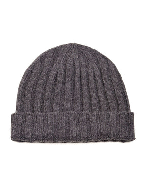Men's ribbed hat with turn-up