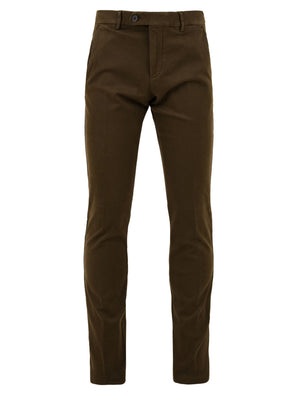 Men's brown trousers in solid colour