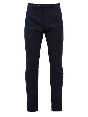 Men's navy blue trousers in solid colour