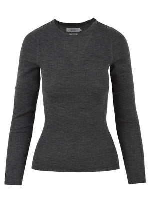Pull ras du cou gris pour femme en cachemire