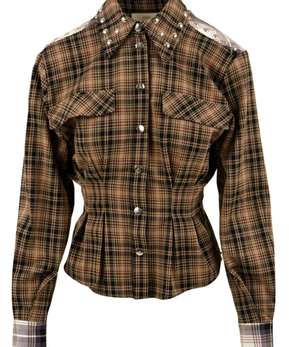 Camicia bustier check con borchie AKEP Donna - Multicolore