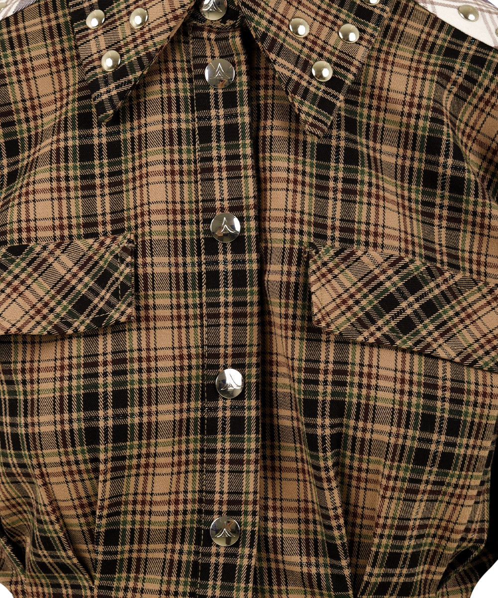 Camicia bustier check con borchie AKEP Donna - Multicolore