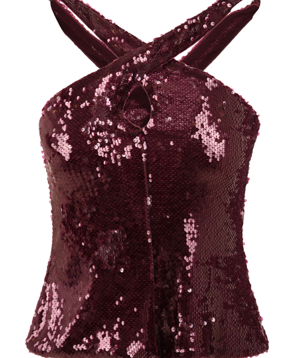 Top in pailettes AKEP Donna - Rosso