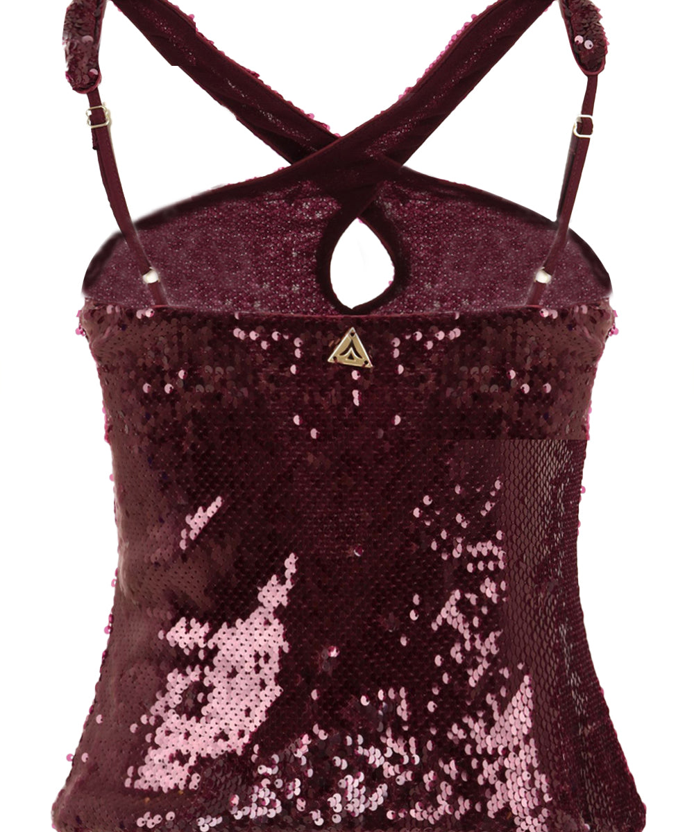 Top in pailettes AKEP Donna - Rosso