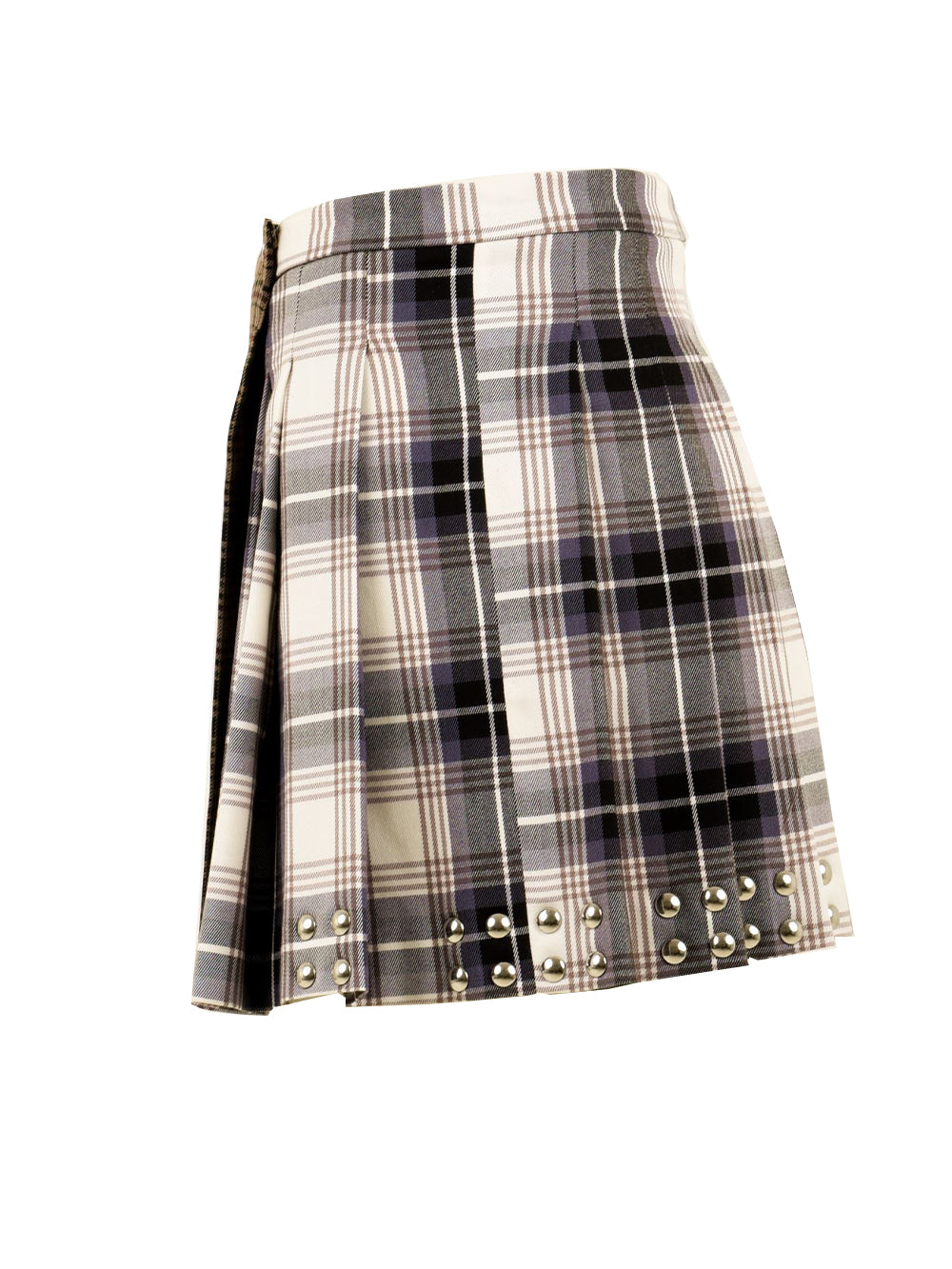 Minigonna a pieghe check e borchie AKEP Donna - Multicolore