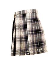 Minigonna a pieghe check e borchie AKEP Donna - Multicolore