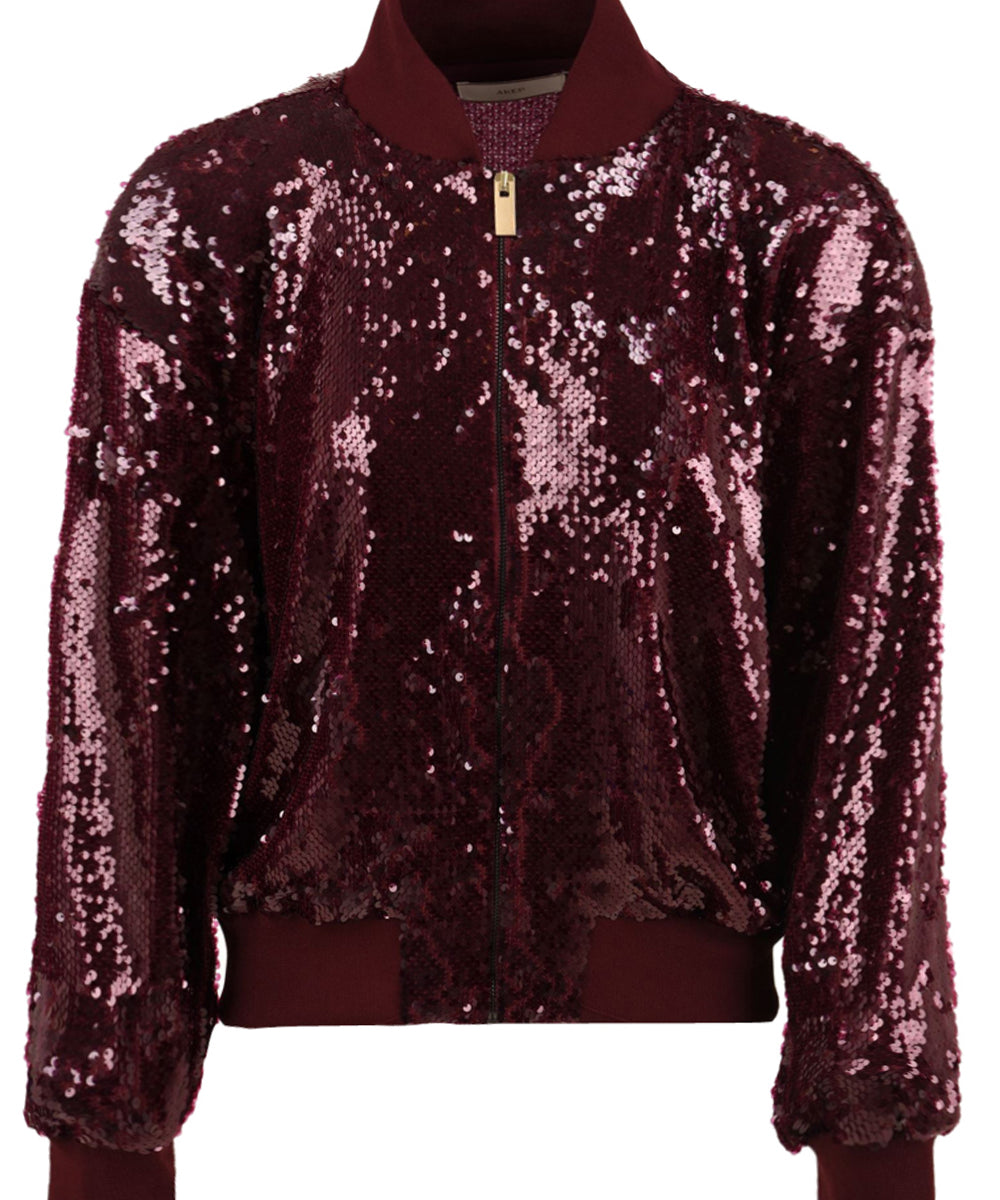 Bomber paillettato con zip AKEP Donna - Rosso