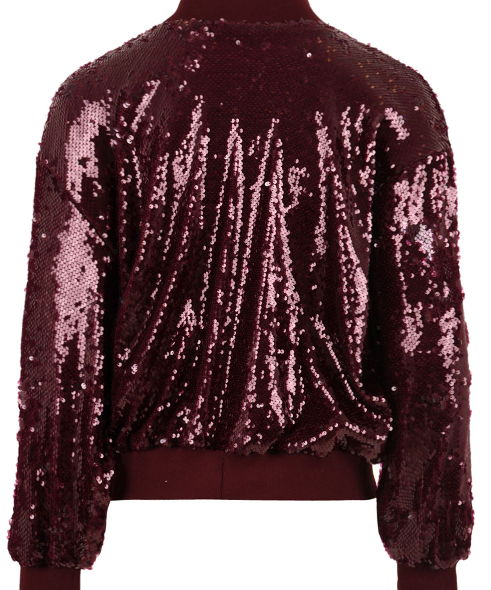 Bomber paillettato con zip AKEP Donna - Rosso