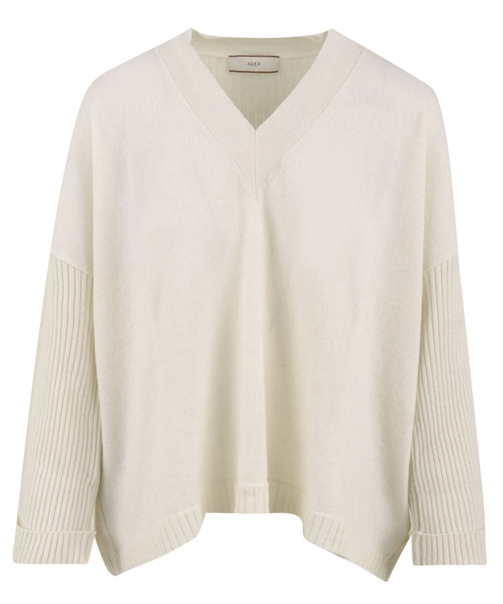 Maglia Over scollo "V" AKEP Donna - Beige