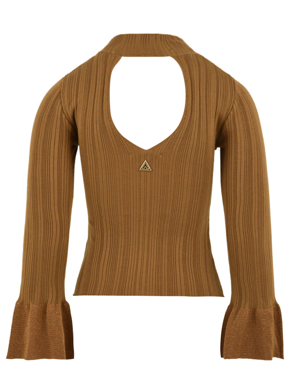 Maglia lupetto con volant manica AKEP Donna - Marrone