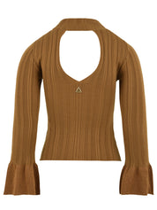 Maglia lupetto con volant manica AKEP Donna - Marrone