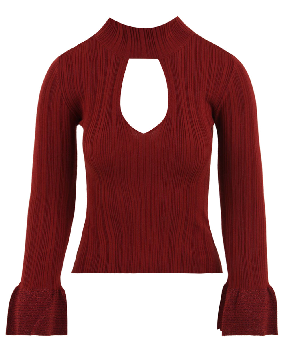 Maglia lupetto con volant manica AKEP Donna - Rosso