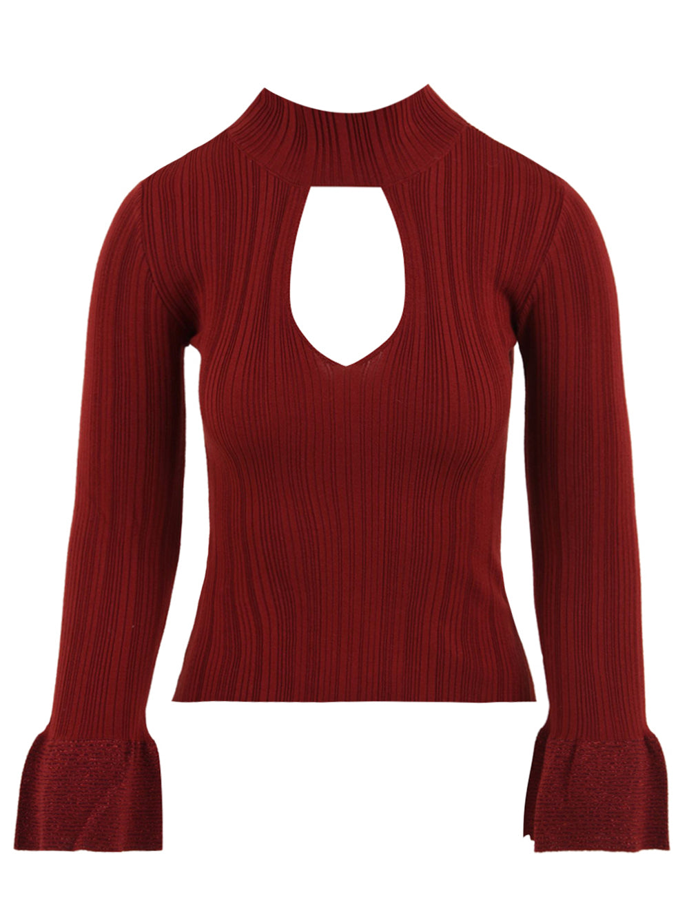 Maglia lupetto con volant manica AKEP Donna - Rosso