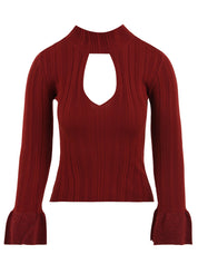 Maglia lupetto con volant manica AKEP Donna - Rosso