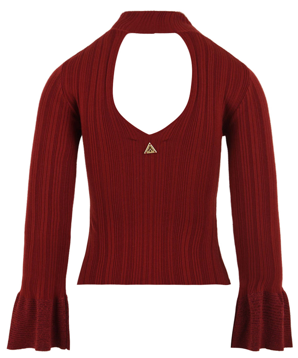 Maglia lupetto con volant manica AKEP Donna - Rosso