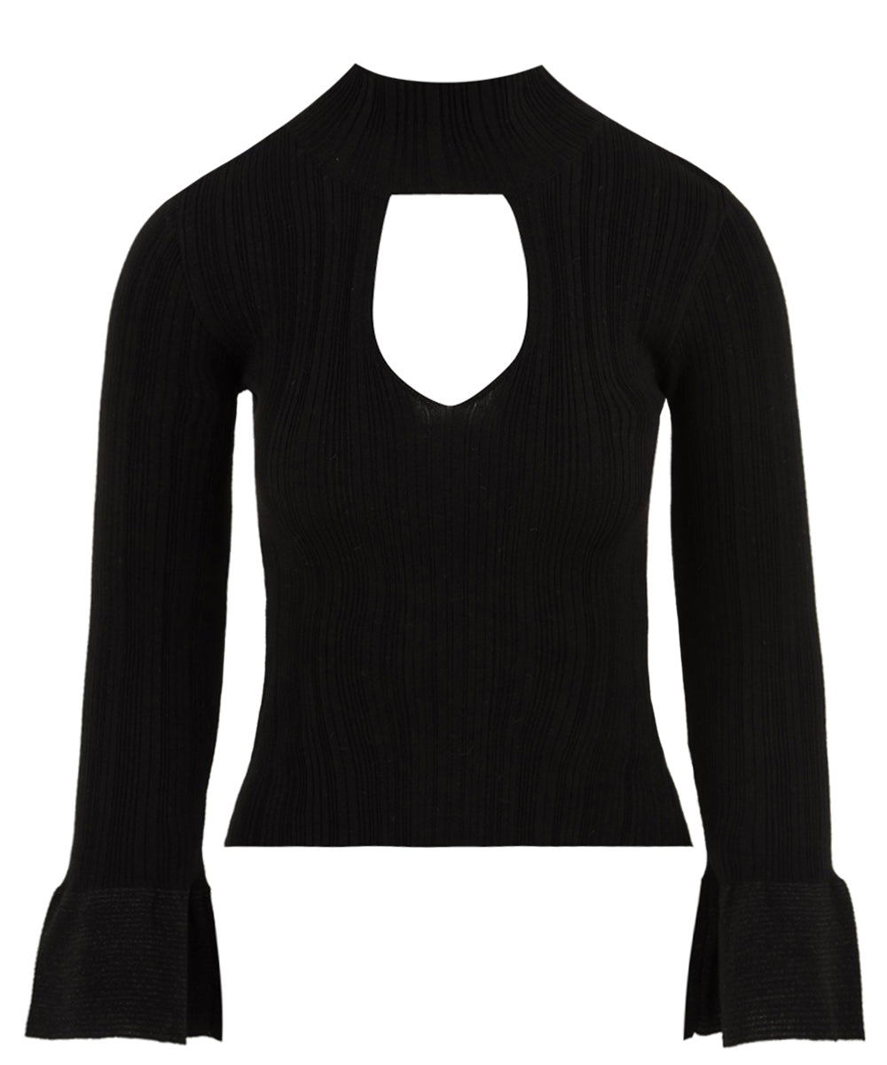 Maglia lupetto con volant manica AKEP Donna - Nero