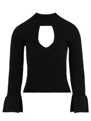 Maglia lupetto con volant manica AKEP Donna - Nero