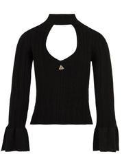 Maglia lupetto con volant manica AKEP Donna - Nero