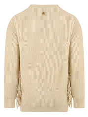 Cardigan in maglia punto pannocchia con frange AKEP Donna - Bianco