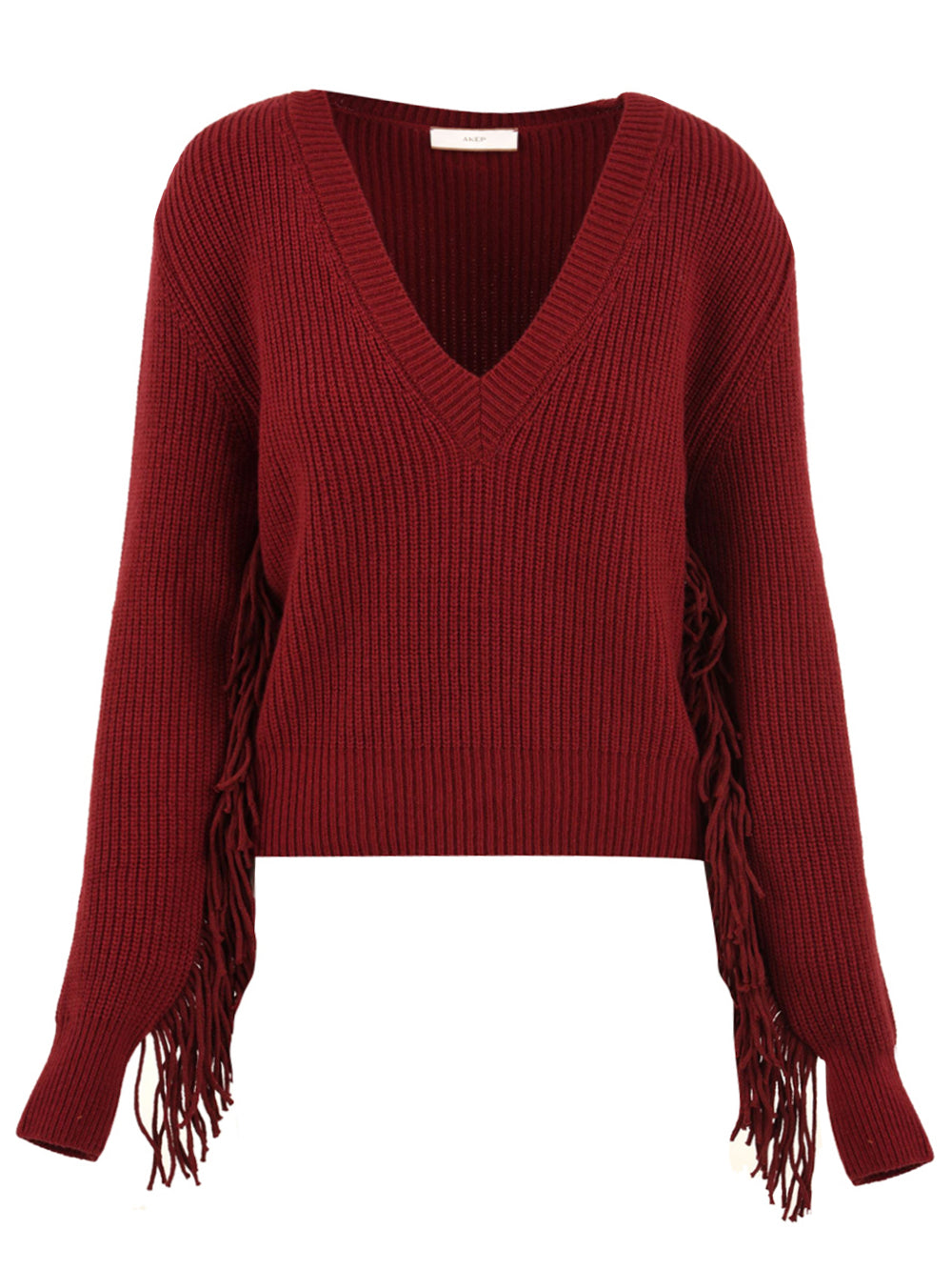 Maglia scollo V con frange AKEP Donna - Rosso