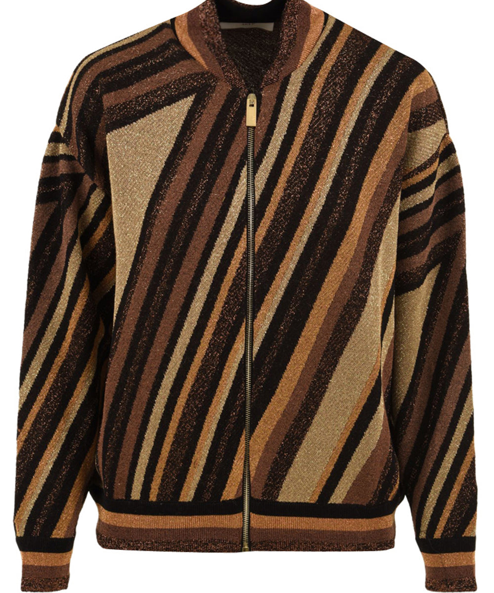 Giubbotto bomber in maglia riga diagonale AKEP Donna - Multicolore