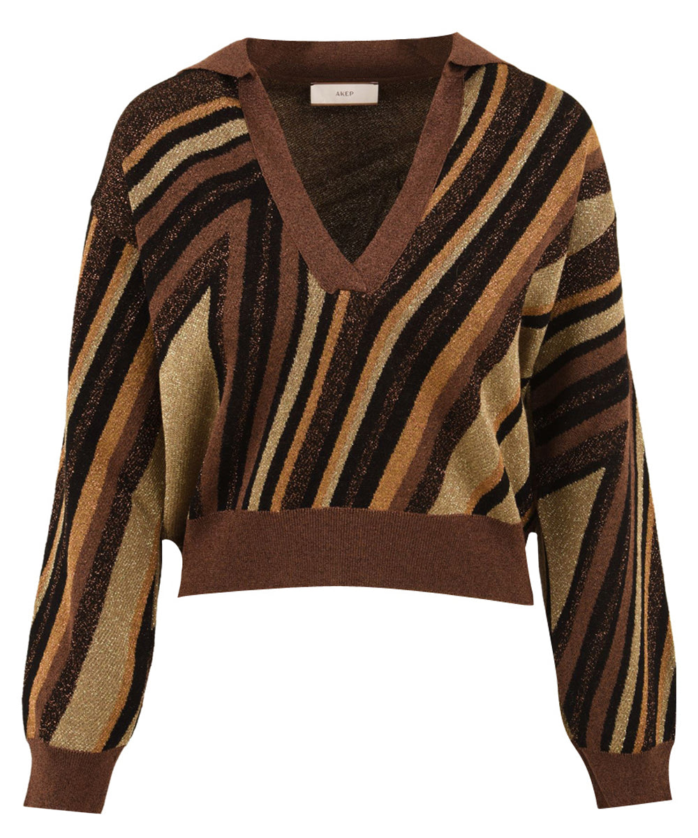 Polo in maglia riga diagonale AKEP Donna - Multicolore