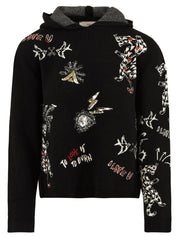 Maglia con cappuccio e ricami AKEP Donna - Nero