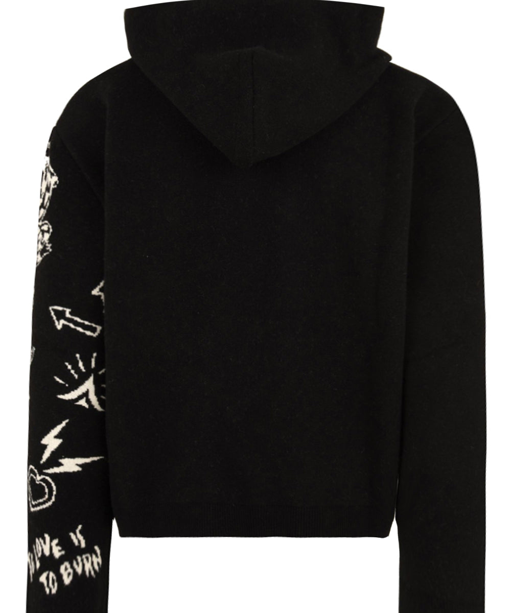 Maglia con cappuccio e ricami AKEP Donna - Nero