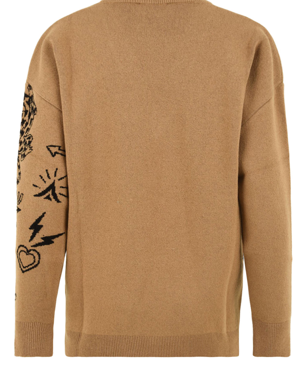 Maglia scollo "V" e ricami AKEP Donna - Marrone