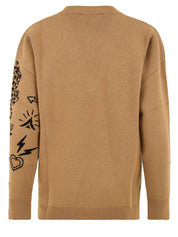 Maglia scollo "V" e ricami AKEP Donna - Marrone