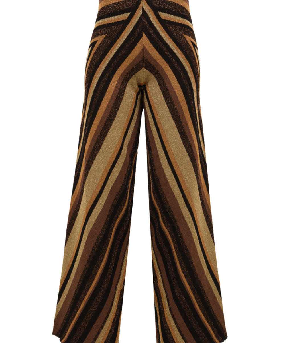 Pantalone in maglia jacquard riga diagonale AKEP Donna - Multicolore