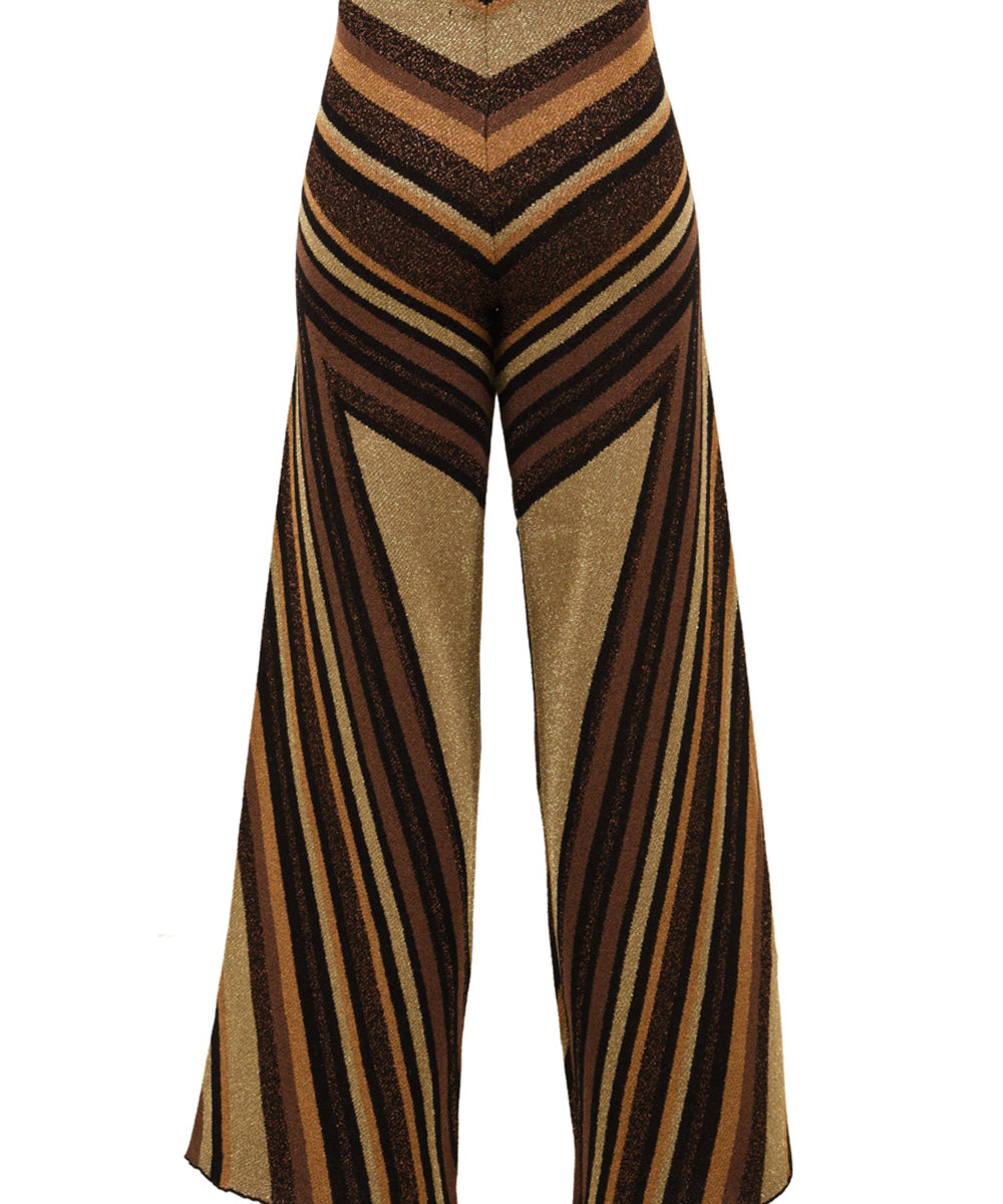 Pantalone in maglia jacquard riga diagonale AKEP Donna - Multicolore