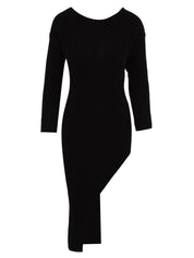 Abito lungo a costine con scollo su schiena AKEP Donna - Nero