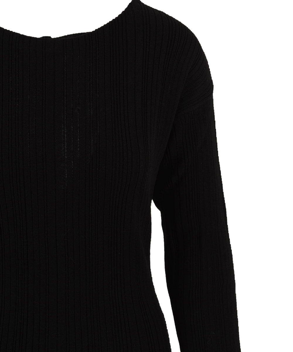 Abito lungo a costine con scollo su schiena AKEP Donna - Nero