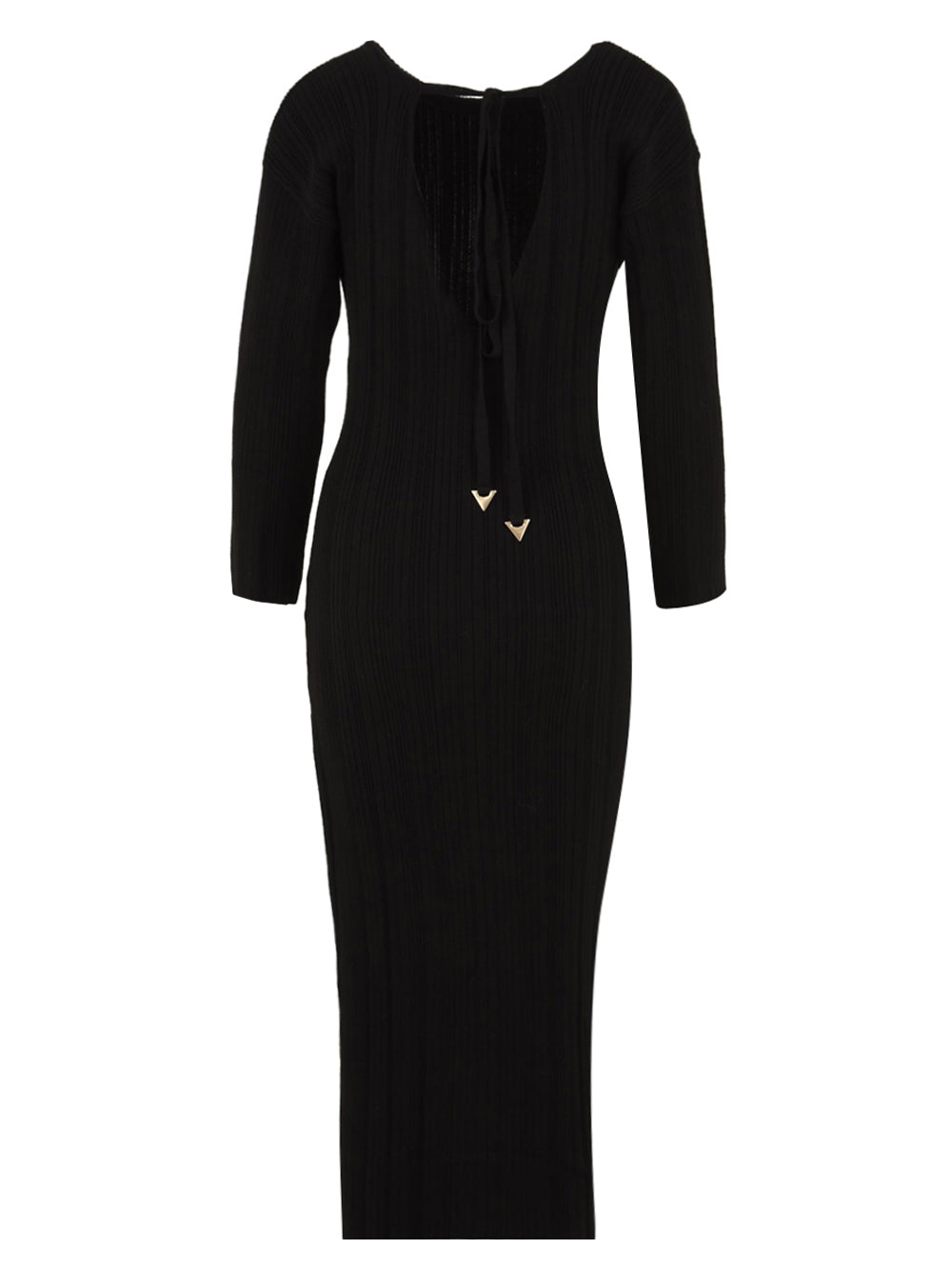 Abito lungo a costine con scollo su schiena AKEP Donna - Nero