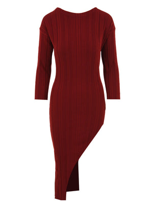 Abito lungo a costine con scollo su schiena AKEP Donna - Rosso