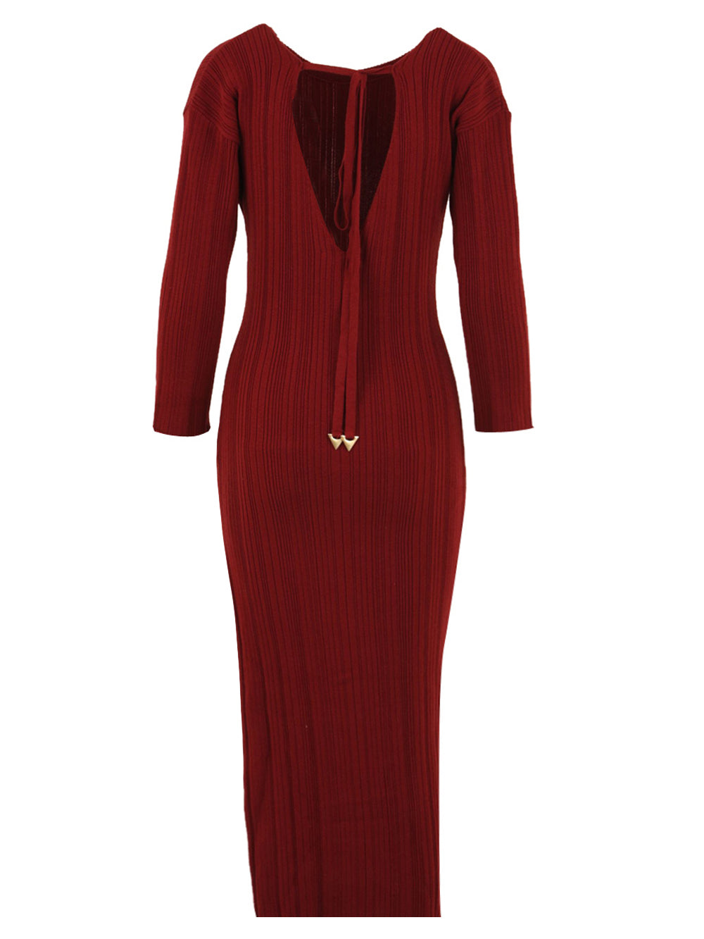 Abito lungo a costine con scollo su schiena AKEP Donna - Rosso