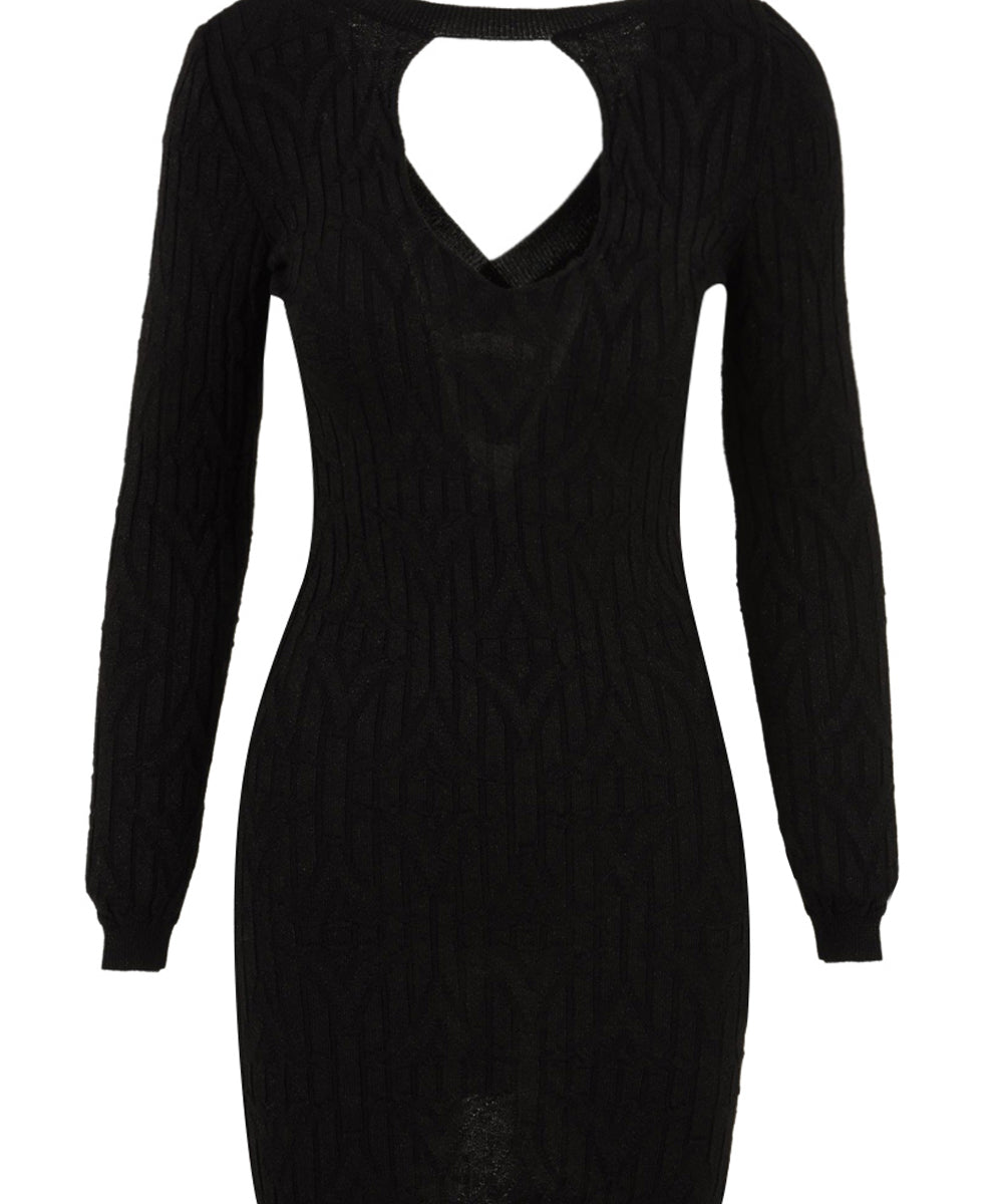 Abito corto in costina con scollo oblò AKEP Donna - Nero