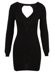 Abito corto in costina con scollo oblò AKEP Donna - Nero