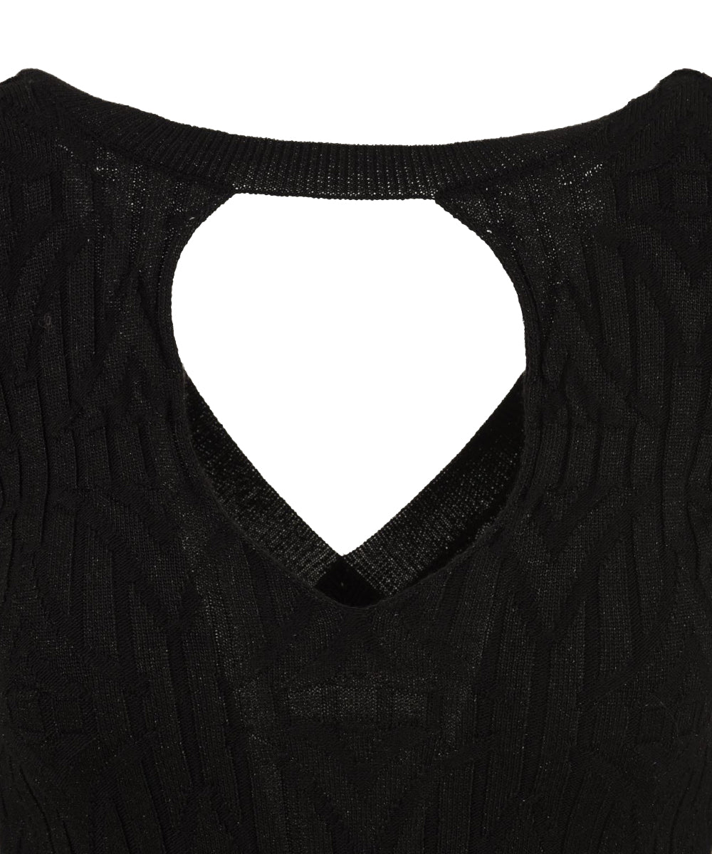 Abito corto in costina con scollo oblò AKEP Donna - Nero