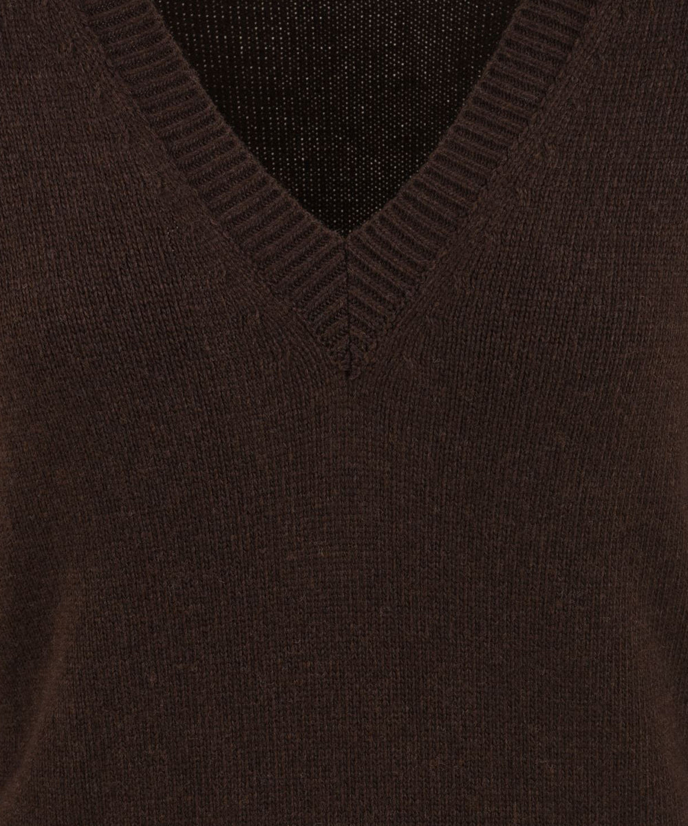 Abito in maglia con scollo a "V" e frange AKEP Donna - Marrone